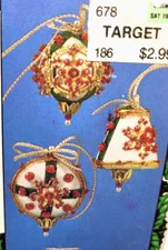 Walco SATIN TRIO Makes 3 Saucer Bell Ball Vtg Sequin Bead Christmas Ornament KIT