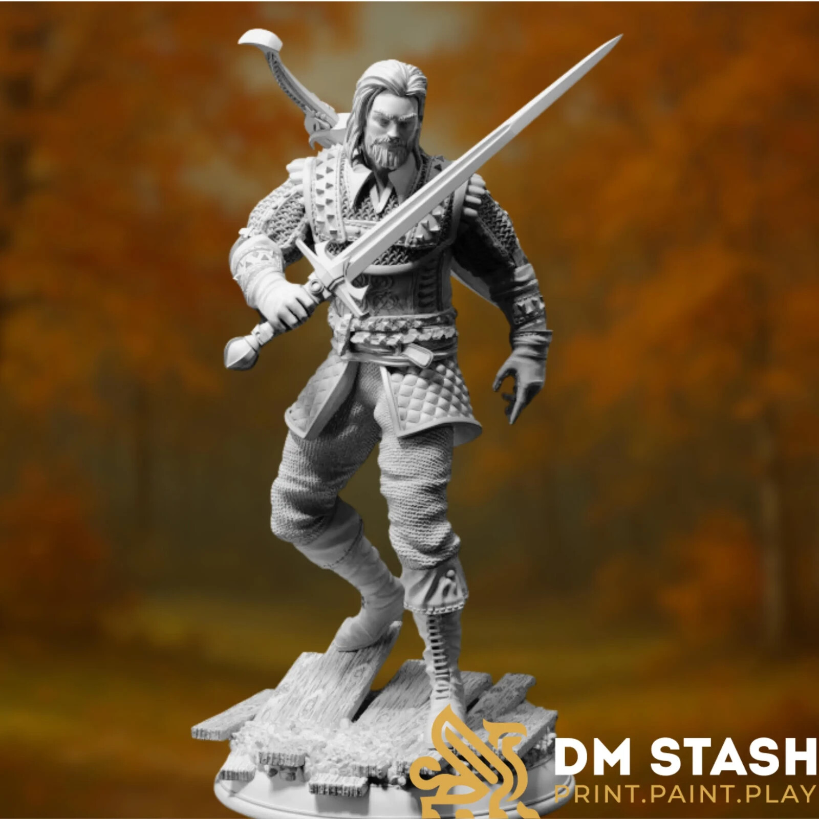 Monster Slayer Ranger Dnd Mini | Rugged Human Sword Fighter Mini | By DM Stash