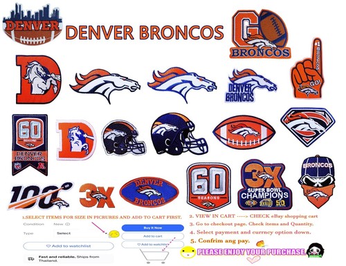 DENVER-BRONCO Fußball Aufnäher Bügelbild, Aufnähen (Optionen auswählen)✈Thai von USPS Agent - Bild 1 von 41