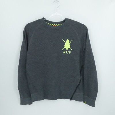 Nike Sweatshirt Mens Large Crewneck Volt Green N/TF Workout Asymetrical Zip