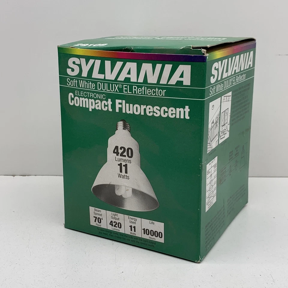 (2-Pack) Sylvania CF11EL/R40/827/MED Fluorescent Reflector Light Bulb 11W 2700K - Image 2 of 4