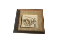 Vintage MCM Mama-San Peddling Flowers By Rudolf Seiler Japan Colored Etching