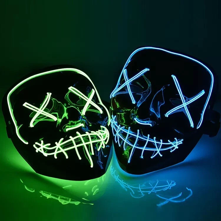 Halloween Clubbing Light Up LED Mask Costume Rave Cosplay Party Purge 3 Modes - Image 4 of 4