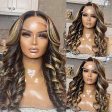 Ombre Lace Front Wig Human Hair 180 Density Blonde Highlight Wig 13X4 Pre Pluck