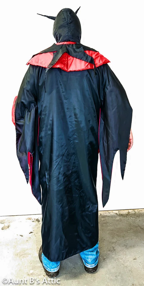 Diablo/Hechicero Hombre o Mujer 1 o 2 Piezas Negro/Rojo Poli Bata con Cuello y Capucha M/L Foto 3 de 4