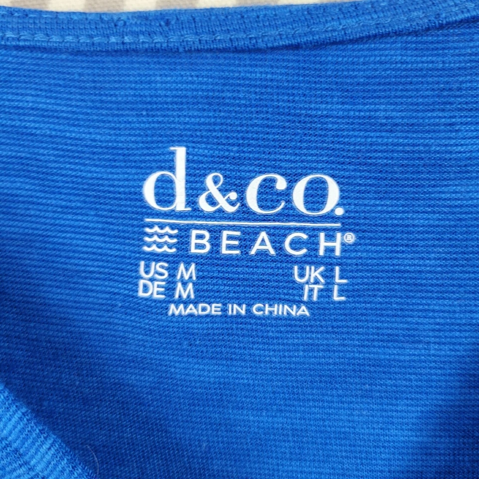 D&Co Playa Camiseta Vestido Talla Mediana Natación Encubrimiento Azul Hasta la Rodilla Tejido Delantero Foto 4 de 4