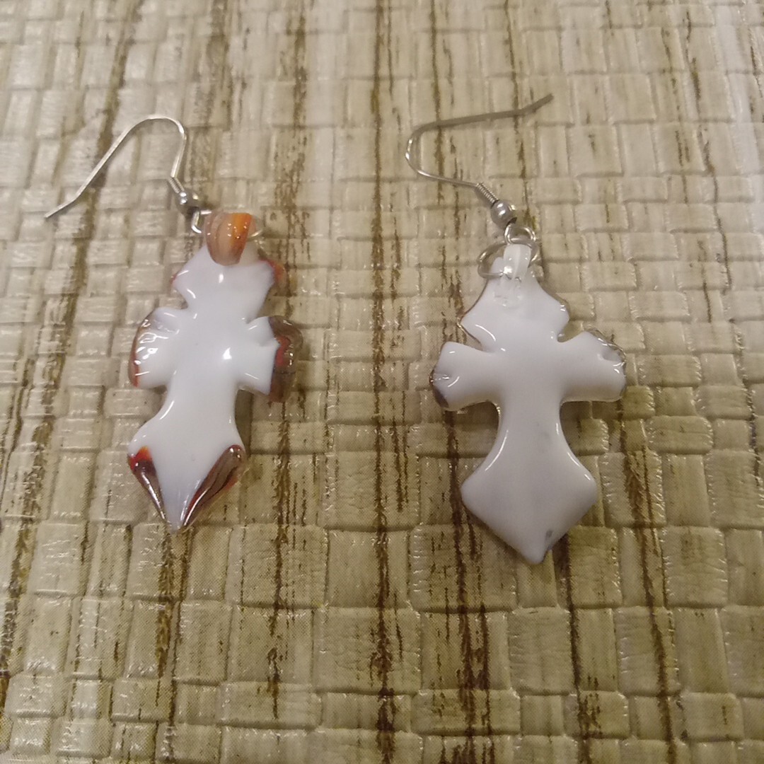 Earrings Pierced Dangle Drop Hook Back Blown Glas… - image 5