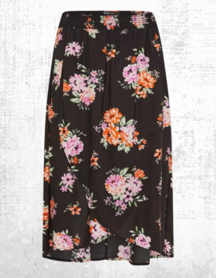 Ex Women s Plus Size Curve Floral Print Tulip Skirt in Black (A Bit Defect)