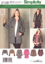 Simplicity 2149 Misses Jacket /Coat In Three Lengths Sleeve Styles 14-22