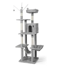 70-Inch Multi-Level Tall Cat Tree with Cute Top Perch, Scratching Posts,