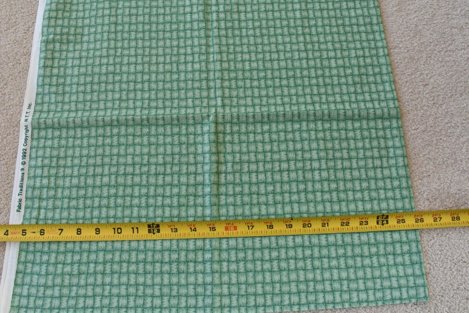 33" Long, Vintage, Green Checks on Green Cotton, Fabric Traditions/1992, P3777 - Image 3 of 4