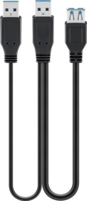 USB 3.0 Dual-Power SuperSpeed-Kabel, schwarz, 0,3 m