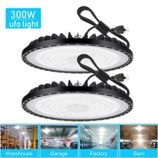 2 Pack 300W UFO Led High Bay Light Commercial Industrial Warehouse Garage Light