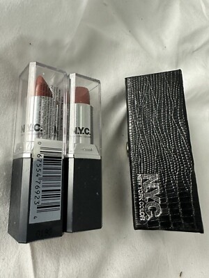 TWIN Pack NYC Ultra Last Lip Wear #412B MAUVE GOLD RARE Disc. 2-tubes Case