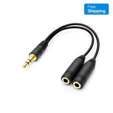 3.5mm Audio Splitter Cable 1 Male to 2 Female Headphone Microphone Adapter 20 cm