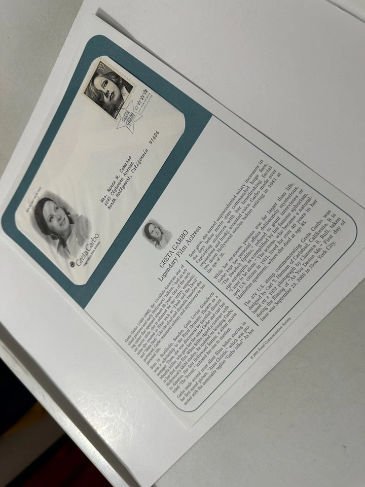 GRETA GARBO Legendary Actress Postal Commemorative Society FDC- Sept 23,  2005! - Image 4 of 4