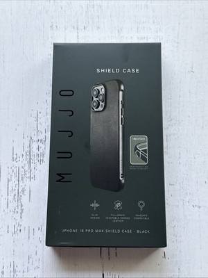 Mujjo Shield Case for iPhone 16 Pro Max   Ultra-Thin Premium Black Leather Case