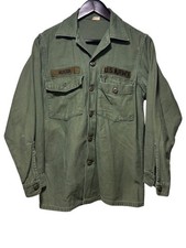 Vintage OG 107 Type 1 Cotton Sateen Olive Green Button Shirt 14x31 Size Large