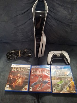 Sony PS5 Slim Blu-Ray Edition 1TB Video Game Console -White Bundled With 3 Games