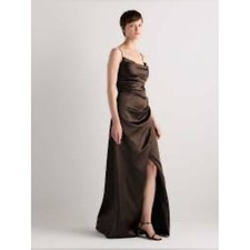 Quince NWT Juliette Stretch Satin Ruched Square Neck Maxi Dress | Size 2