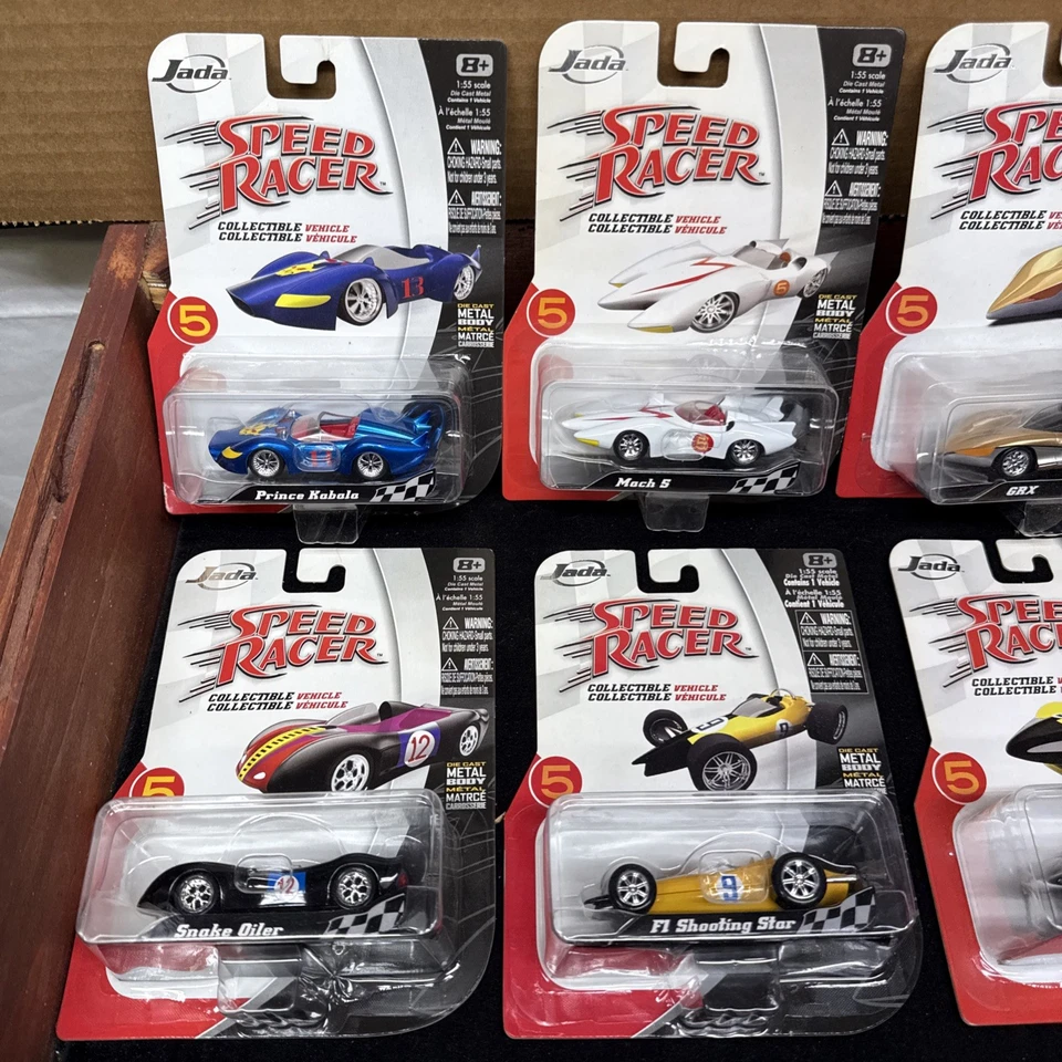 NEW MINT 2008 JADA SPEED RACER 1:55 DIECAST COMPLETE SET LOT OF 8  - MACH 5 - Image 2 of 4
