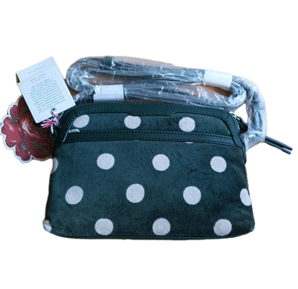 Fabulous Cath KIDSON Green White Spot Velvet Cross Body Handbag NEW RRP £50.00 - Image 4 of 4
