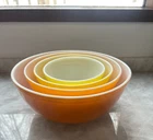 Pyrex Vintage Nesting Mixing Bowls Set of 4 Orange Yellow Citrus 1950's