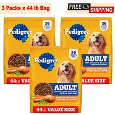 3 Pack Pedigree Complete Nutrition Adult Dry Dog Food, Chicken & Vegetable 44 lb 0.48 per pound