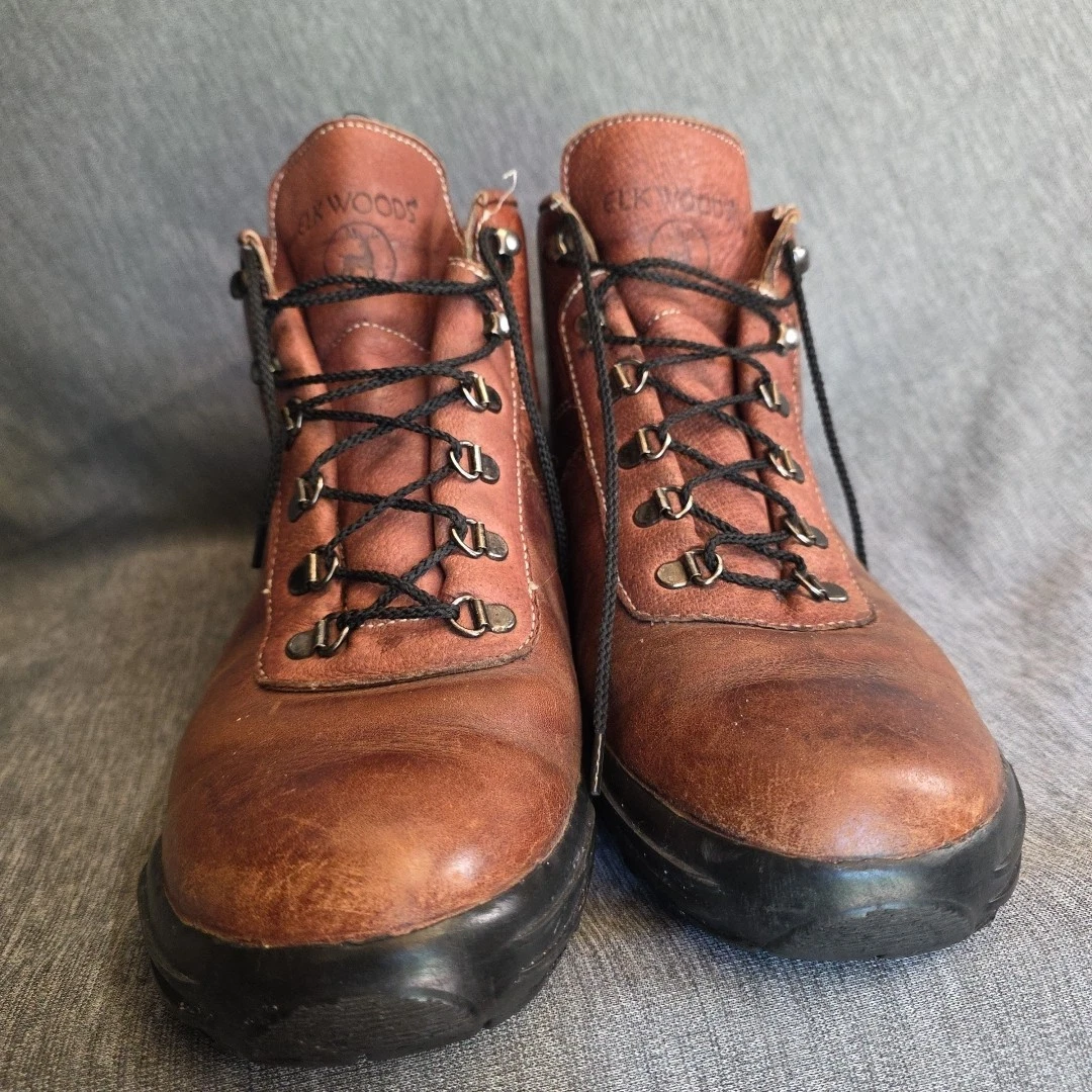 Elk Woods Boots Brown Leather Men's 8.5 D Lace Up Hiking Gorpcore Outdoors Lite
