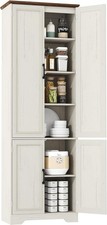 Farmhouse Kitchen Pantry Cabinet 72" Tall Storage Cabinet W/ Doors Adjustable