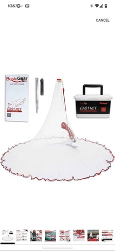 Cast Net 5ft radius 1/4 Mesh for Freshwater and Saltwater