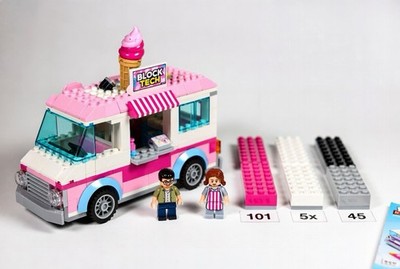 Eisset von Block Tech - 101 Teile, 2 Mini Figuren, rosa & weiß LKW 3+