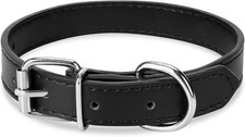 Black Leather Dog Collar for Small,Medium, Large Dog, Small: Wide :0.55'' for