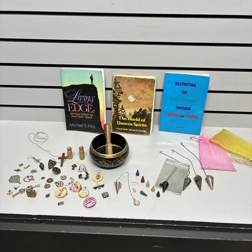 Witches Lot of Trinkets Stones & Books