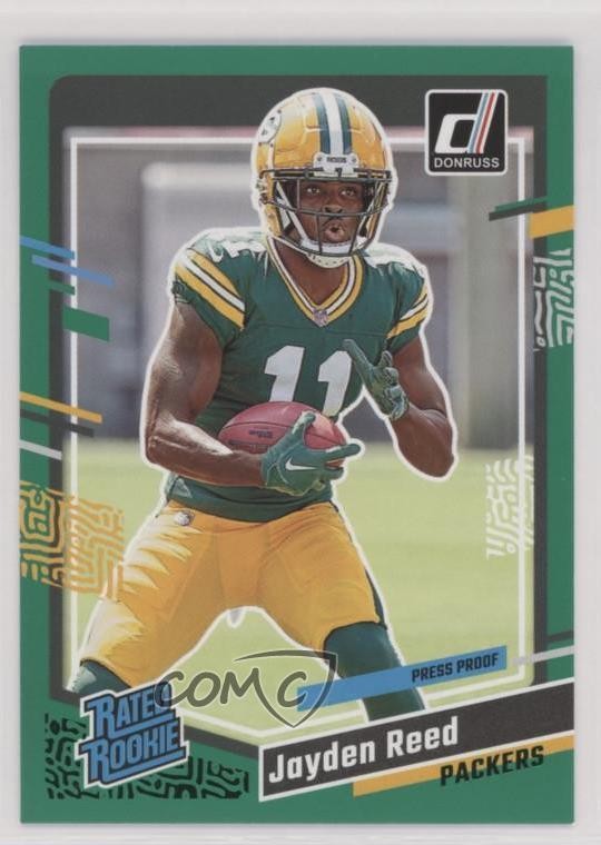 2023 Panini Donruss Rated Rookie Press Proof Green Jayden Reed #334 1gx0