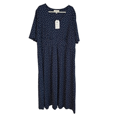 Seasalt Cornwall Womens 3X 22-24 Organic Cotton Empire Maxi Dress Polka Dot NWT