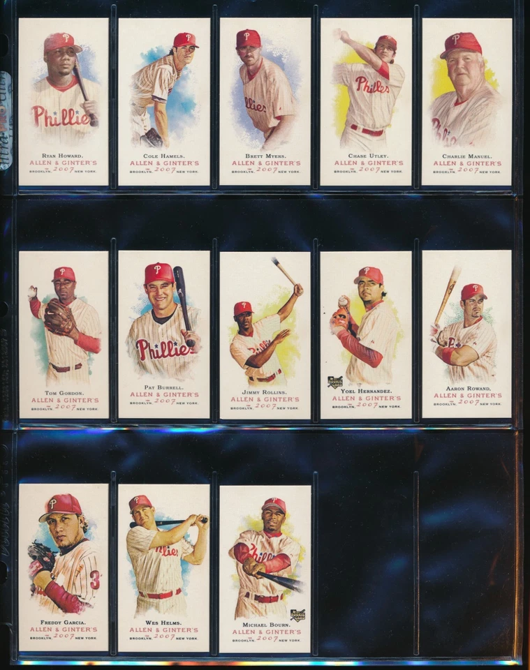 (55) Card Lot 2007 Topps Allen & Ginter Phillies Team Set (x4) Black Border Mini - Image 3 of 4