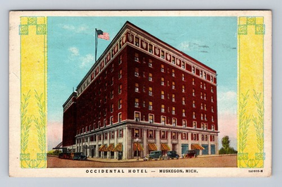 #ad #ad Muskegon MI Michigan Occidental Hotel Advertising Vintage c1945 Postcard $0.99