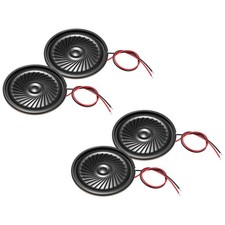4 Pcs 0.5W 8 Ohm Small Speakers Metal Round Speaker with Wires, 45x5mm Black