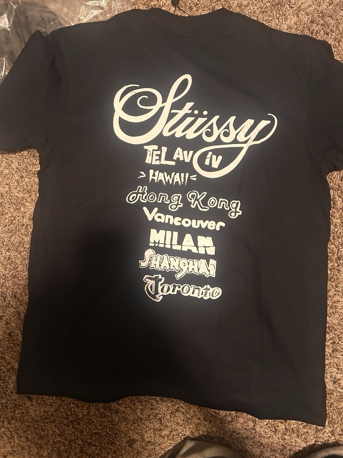 Stussy Men's World Tour T-Shirt Black Short Sleeve Size M thumbnail 3