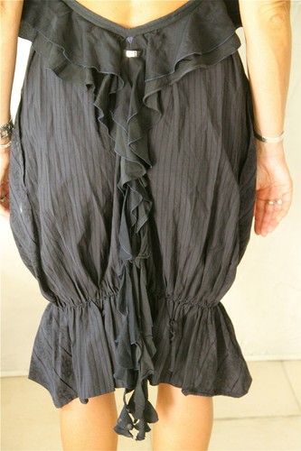luxueuse robe boule marine viscose coton HIGH USE taille 38 fr usa 27 NEUVE - Picture 6 of 6
