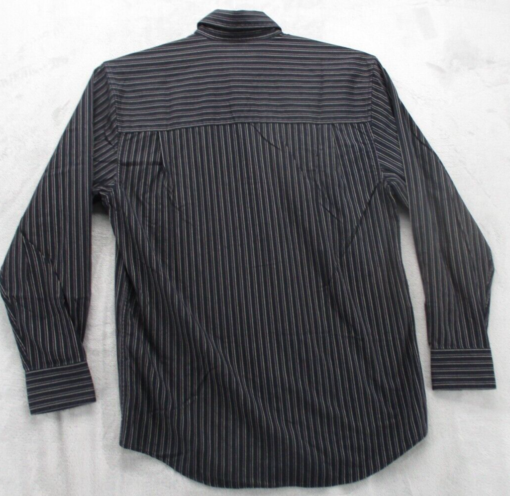 【AAA】 Haggar Button Up Shirt Men's Small Black with White Red Stripe