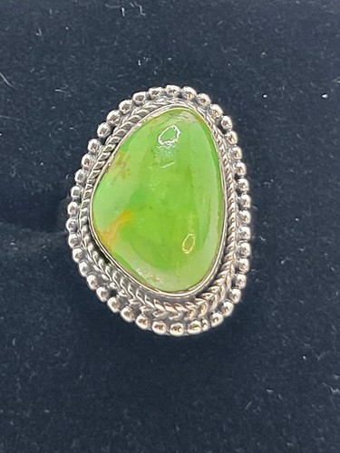Natural Gaspeite Stone Ring 925 Sterling Silver Size 5.75 Southwestern Rope Bead - Picture 5 of 8