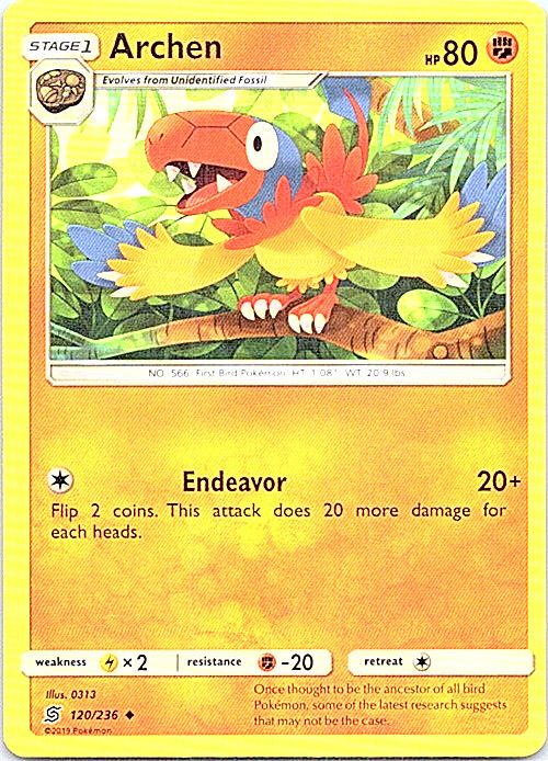 Archen 120/236 Pokemon Unified Minds Regular Light Play