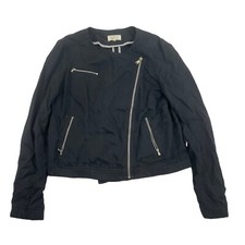 Lou & Grey x LOFT Black Moto Jacket Sz S Asymmetrical Zip Lyocell Lightweight