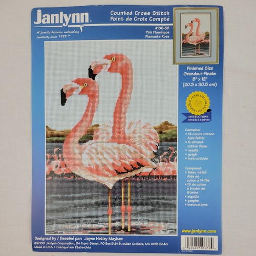 Flamingo X Stitch Kit Janlynn Pink Bird Coastal Beach Cottage Core Tropical NOS - Picture 2 of 6