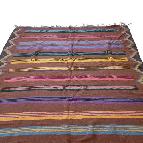Handmade Moroccan Wool Rug Blue Red Pink Purple Stripe Fringe Berber Carpet 10x6 - Picture 21 of 24