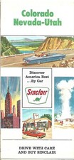 1967 SINCLAIR OIL COMPANY Road Map COLORADO NEVADA UTAH Denver Radio Stations