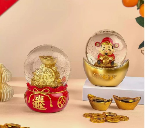 Chinese New Year gift set Wealth and Fortune Snow Globes money bag - 第 1/5 張圖片