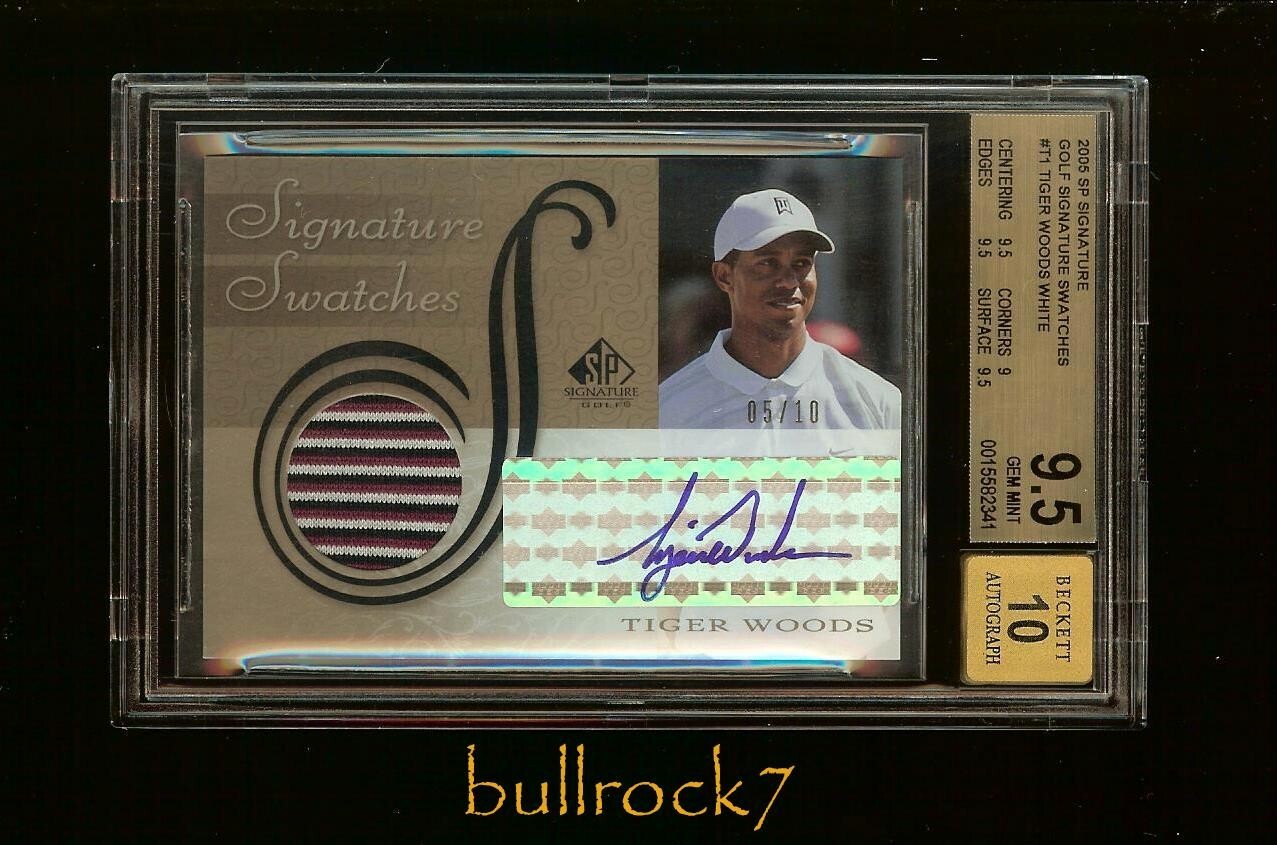 Tiger Woods Autographed Signed 2005 SP Swatches AUTO Golf Sunday RED BGS 9.5 /10 POP 1 